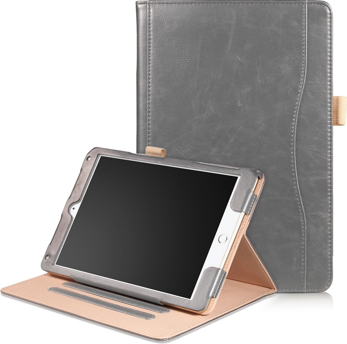 Dasaja leren case / hoes grijs geschikt voor iPad Air 1 / Air 2 / 9.7 (2017) / 9.7 (2018) incl. standaard met 3 standen