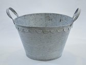 Zink bak / bloempot, set van 2 stuks: 20 x 16 x 15 cm ovaal