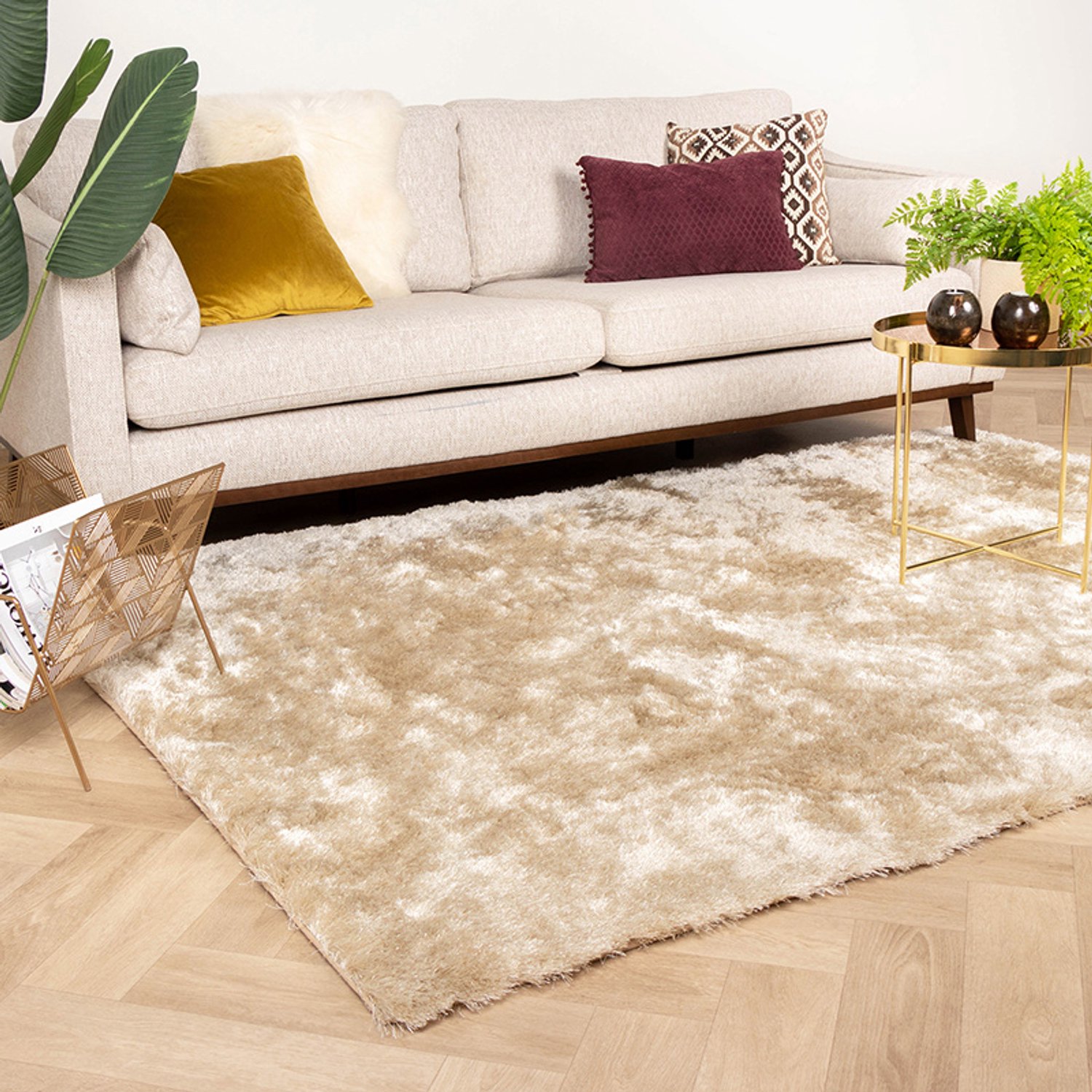 FRAAI Hoogpolig vloerkleed - Glorious Champagne/Creme | Luxe - 240x340cm