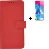 Samsung Galaxy F62/ M62 Hoesje - Samsung Galaxy F62/ M62 Screenprotector - Bookcase Wallet Rood Cover + Tempered Glass
