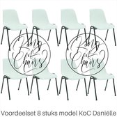 King of Chairs -set van 8- model KoC Daniëlle wit met zwart onderstel. Kantinestoel stapelstoel kuipstoel vergaderstoel tuinstoel kantine stoel stapel stoel kantinestoelen stapelst