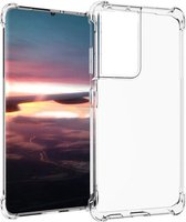 Shop4 - Samsung Galaxy S21 Ultra Hoesje - Zachte Back Case  Drop Proof Met Pasjeshouder Transparant