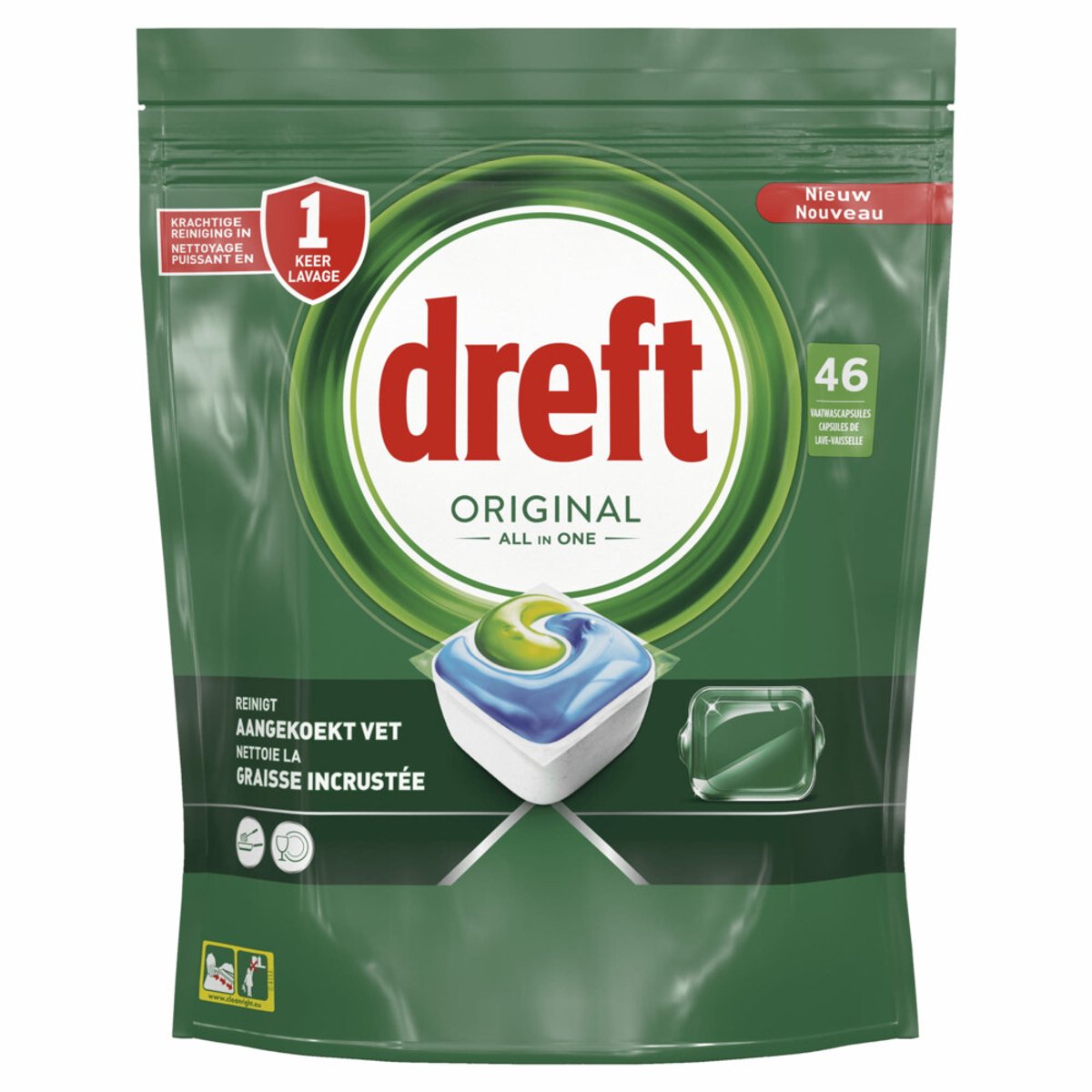 Goedkoopste Dreft Original All In One Vaatwascapsules Regular 46 stuks