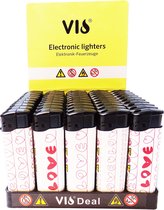 Elektrische aanstekers 50 stuks in tray navulbaar - klik aansteker Love - Unilite lighters