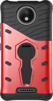 Motorola Moto C Plus Hoesje - Mobigear - Grip Stand Serie - Hard Kunststof Backcover - Rood - Hoesje Geschikt Voor Motorola Moto C Plus