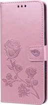 Samsung Galaxy A9 (2018) Hoesje - Mobigear - Flowers Serie - Kunstlederen Bookcase - Roségoud - Hoesje Geschikt Voor Samsung Galaxy A9 (2018)