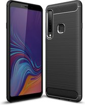 Samsung Galaxy A9 (2018) Hoesje - Mobigear - Brushed Serie - TPU Backcover - Zwart - Hoesje Geschikt Voor Samsung Galaxy A9 (2018)