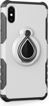 Apple iPhone XS Max Hoesje - Mobigear - Armor Ring Serie - Hard Kunststof Backcover - Zilver - Hoesje Geschikt Voor Apple iPhone XS Max