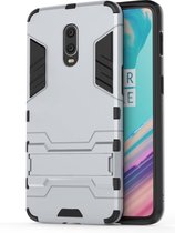 OnePlus 6T Hoesje - Mobigear - Armor Stand Serie - Hard Kunststof Backcover - Zilver - Hoesje Geschikt Voor OnePlus 6T