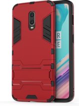 OnePlus 6T Hoesje - Mobigear - Armor Stand Serie - Hard Kunststof Backcover - Rood - Hoesje Geschikt Voor OnePlus 6T