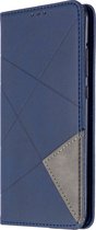 Huawei P40 Lite E Hoesje - Mobigear - Rhombus Slim Serie - Kunstlederen Bookcase - Blauw - Hoesje Geschikt Voor Huawei P40 Lite E