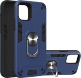 Apple iPhone 12 Pro Hoesje - Mobigear - Armor Ring Serie - Hard Kunststof Backcover - Donkerblauw - Hoesje Geschikt Voor Apple iPhone 12 Pro