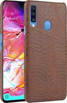 Samsung Galaxy A20s Hoesje - Mobigear - Croco Serie - Hard Kunststof Backcover - Bruin - Hoesje Geschikt Voor Samsung Galaxy A20s