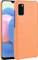 Samsung Galaxy A41 Hoesje - Mobigear - Croco Serie - Hard Kunststof Backcover - Oranje - Hoesje Geschikt Voor Samsung Galaxy A41