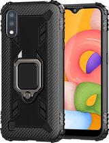 Samsung Galaxy A01 Hoesje - Mobigear - Armor Ring Serie - TPU Backcover - Zwart - Hoesje Geschikt Voor Samsung Galaxy A01