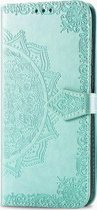 Sony Xperia 1 II Hoesje - Mobigear - Mandala Serie - Kunstlederen Bookcase - Turquoise - Hoesje Geschikt Voor Sony Xperia 1 II