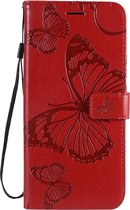 Huawei P Smart Z Hoesje - Mobigear - Butterfly Serie - Kunstlederen Bookcase - Rood - Hoesje Geschikt Voor Huawei P Smart Z