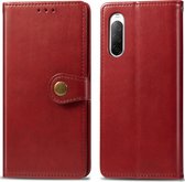 Sony Xperia 10 II Hoesje - Mobigear - Snap Button Serie - Kunstlederen Bookcase - Rood - Hoesje Geschikt Voor Sony Xperia 10 II