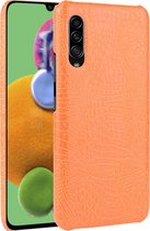 Samsung Galaxy A90 Hoesje - Mobigear - Croco Serie - Hard Kunststof Backcover - Oranje - Hoesje Geschikt Voor Samsung Galaxy A90