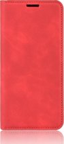 OnePlus 7T Hoesje - Mobigear - Retro Slim Serie - Kunstlederen Bookcase - Rood - Hoesje Geschikt Voor OnePlus 7T