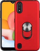 Samsung Galaxy A01 Hoesje - Mobigear - Armor Ring Serie - Hard Kunststof Backcover - Rood - Hoesje Geschikt Voor Samsung Galaxy A01