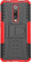 Xiaomi Mi 9T Pro Hoesje - Mobigear - Tire Serie - Hard Kunststof Backcover - Zwart / Rood - Hoesje Geschikt Voor Xiaomi Mi 9T Pro