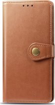 LG K50 Hoesje - Mobigear - Snap Button Serie - Kunstlederen Bookcase - Cognac - Hoesje Geschikt Voor LG K50
