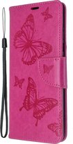 Samsung Galaxy S20 Plus Hoesje - Mobigear - Butterfly Serie - Kunstlederen Bookcase - Magenta - Hoesje Geschikt Voor Samsung Galaxy S20 Plus