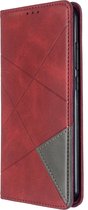 Xiaomi Redmi Note 8T Hoesje - Mobigear - Rhombus Slim Serie - Kunstlederen Bookcase - Rood - Hoesje Geschikt Voor Xiaomi Redmi Note 8T