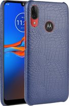 Motorola Moto E6 Plus Hoesje - Mobigear - Croco Serie - Kunstlederen Backcover - Blauw - Hoesje Geschikt Voor Motorola Moto E6 Plus