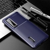 Mobigear Racing Telefoonhoesje geschikt voor OPPO Find X2 Pro Hoesje Flexibel TPU Backcover - Blauw