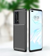 Huawei P40 Pro Plus Hoesje - Mobigear - Racing Serie - TPU Backcover - Zwart - Hoesje Geschikt Voor Huawei P40 Pro Plus