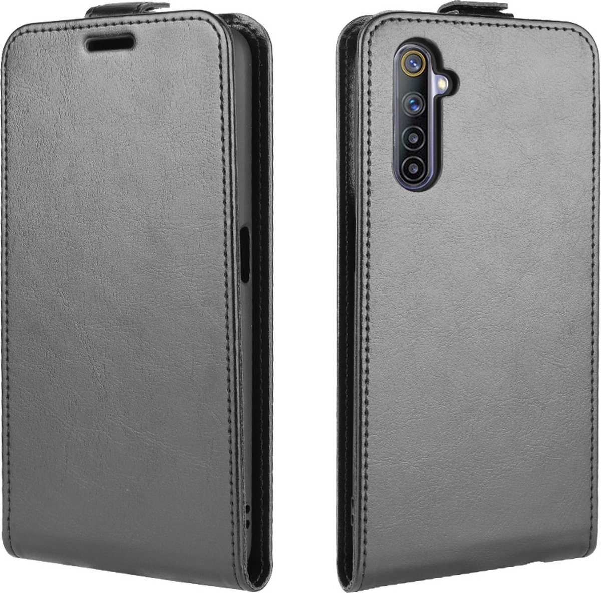 Mobigear Telefoonhoesje geschikt voor Realme 6 Hoesje | Mobigear Flipcase | Pasjeshouder voor 1 Pasje | Telefoonhoesje voor Pinpas / OV Kaart / Rijbewijs - Zwart