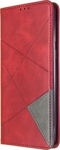 Samsung Galaxy A21 Hoesje - Mobigear - Rhombus Slim Serie - Kunstlederen Bookcase - Rood - Hoesje Geschikt Voor Samsung Galaxy A21