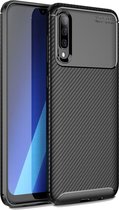 Samsung Galaxy A70 Hoesje - Mobigear - Racing Serie - TPU Backcover - Zwart - Hoesje Geschikt Voor Samsung Galaxy A70