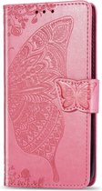 Apple iPhone 11 Pro Hoesje - Mobigear - Butterfly Serie - Kunstlederen Bookcase - Roze - Hoesje Geschikt Voor Apple iPhone 11 Pro