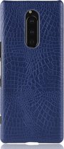 Sony Xperia 1 Hoesje - Mobigear - Croco Serie - Hard Kunststof Backcover - Blauw - Hoesje Geschikt Voor Sony Xperia 1