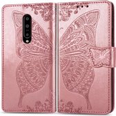 Mobigear Butterfly Bookcase Hoesje - Geschikt voor OnePlus 7 Pro - Gsm case - Roségoud