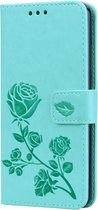 Mobigear Roses Bookcase Hoesje - Geschikt voor Honor 10 Lite - Turquoise