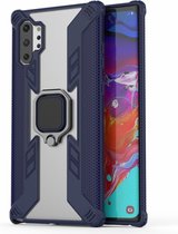 Samsung Galaxy Note 10 Plus Hoesje - Mobigear - Armor Ring Serie - Hard Kunststof Backcover - Blauw - Hoesje Geschikt Voor Samsung Galaxy Note 10 Plus