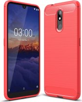 Nokia 3.2 Hoesje - Mobigear - Brushed Slim Serie - TPU Backcover - Rood - Hoesje Geschikt Voor Nokia 3.2