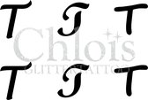 Chloïs Glittertattoo Sjabloon - Letter T - Multi Stencil - CH9740 - 1 stuks zelfklevend sjabloon met 6 kleine designs in verpakking - Geschikt voor 6 Tattoos - Nep Tattoo - Geschik