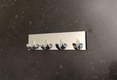 Handdoekhaak - zelfklevend - zilver - 4 haken - rechthoek - kunststof - handdoek - theedoek - haak - plakstrip - handdoekhaakjes