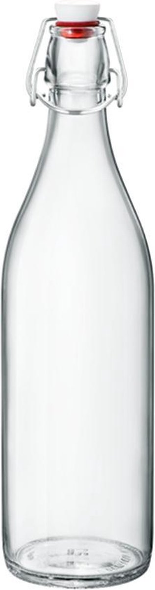 Bormioli Rocco Glazen beugelfles | Waterfles glas | | Italiaans glas | beugelfles 1 liter | met beugelsluiting