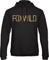 Hoodie Foxwild | Zwart met gouden opdruk | Maat XXL | Trui - Sweater - Capouchon | Massa is kassa - Peter Gillis - Foxwild word ik er van! | Stickertoko.nl