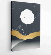 Luxury Gold Mountain wall art vector set. Earth tones landscapes backgrounds set with moon and sun. 4  - Moderne schilderijen – Vertical – 1871797315 - 50*40 Vertical