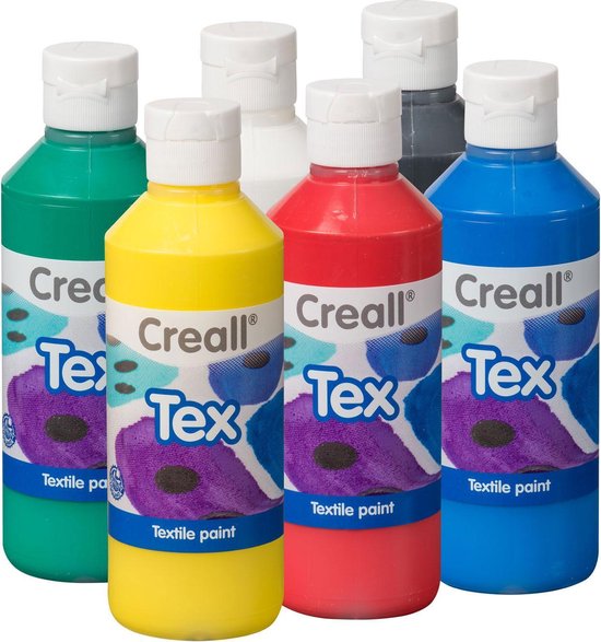 Textielverf creall tex 6 stuks 6 kleuren 250ml | Set a 6 fles