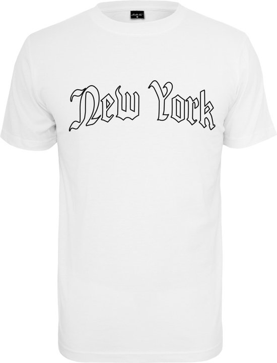 Mister Tee - New York Wording Heren T-shirt - XS - Wit