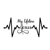 Zwarte My Lifeline Jesus sticker