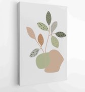 Botanical watercolor wall art vector set. Earth tone boho foliage line art drawing with abstract shape 2 - Moderne schilderijen – Vertical – 1901708020 - 80*60 Vertical